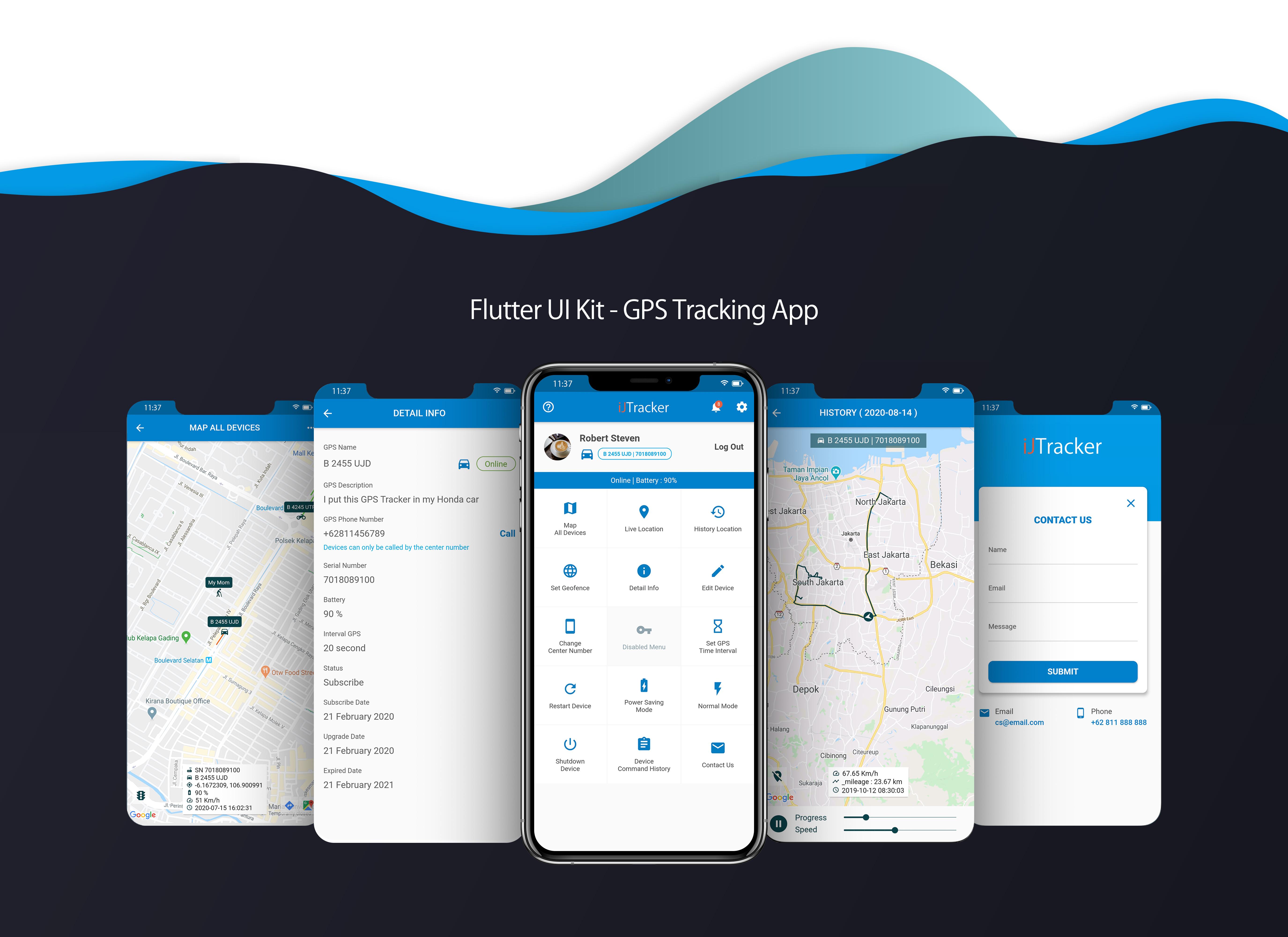 Flutter UI Kit - GPS Tracking App